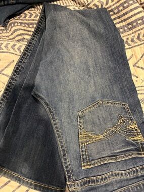 Wrangler 20X Vintage Boot Jeans - Blue with Yellow & Red Accents